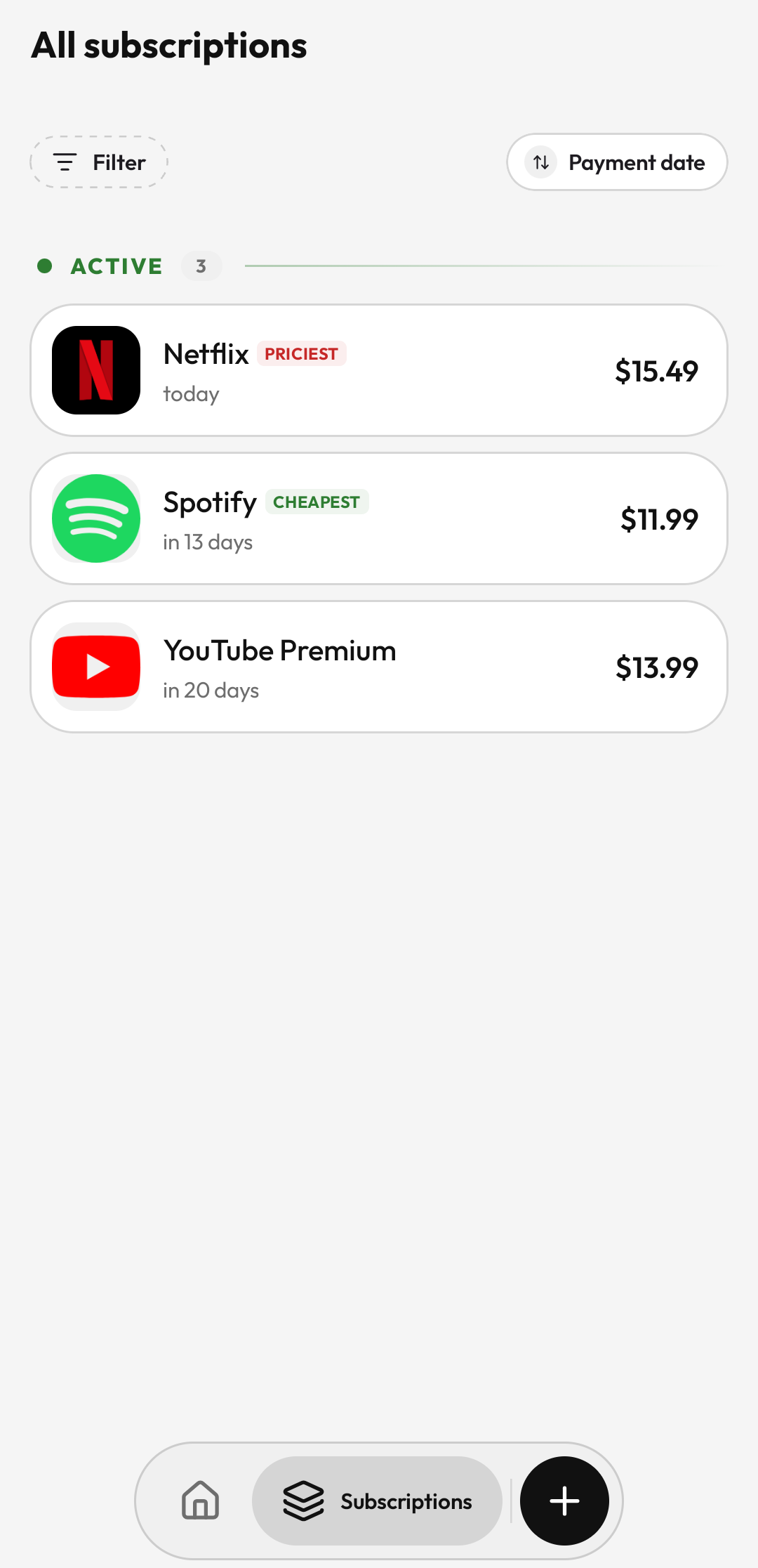 Suby all subscriptions list with recurring services
