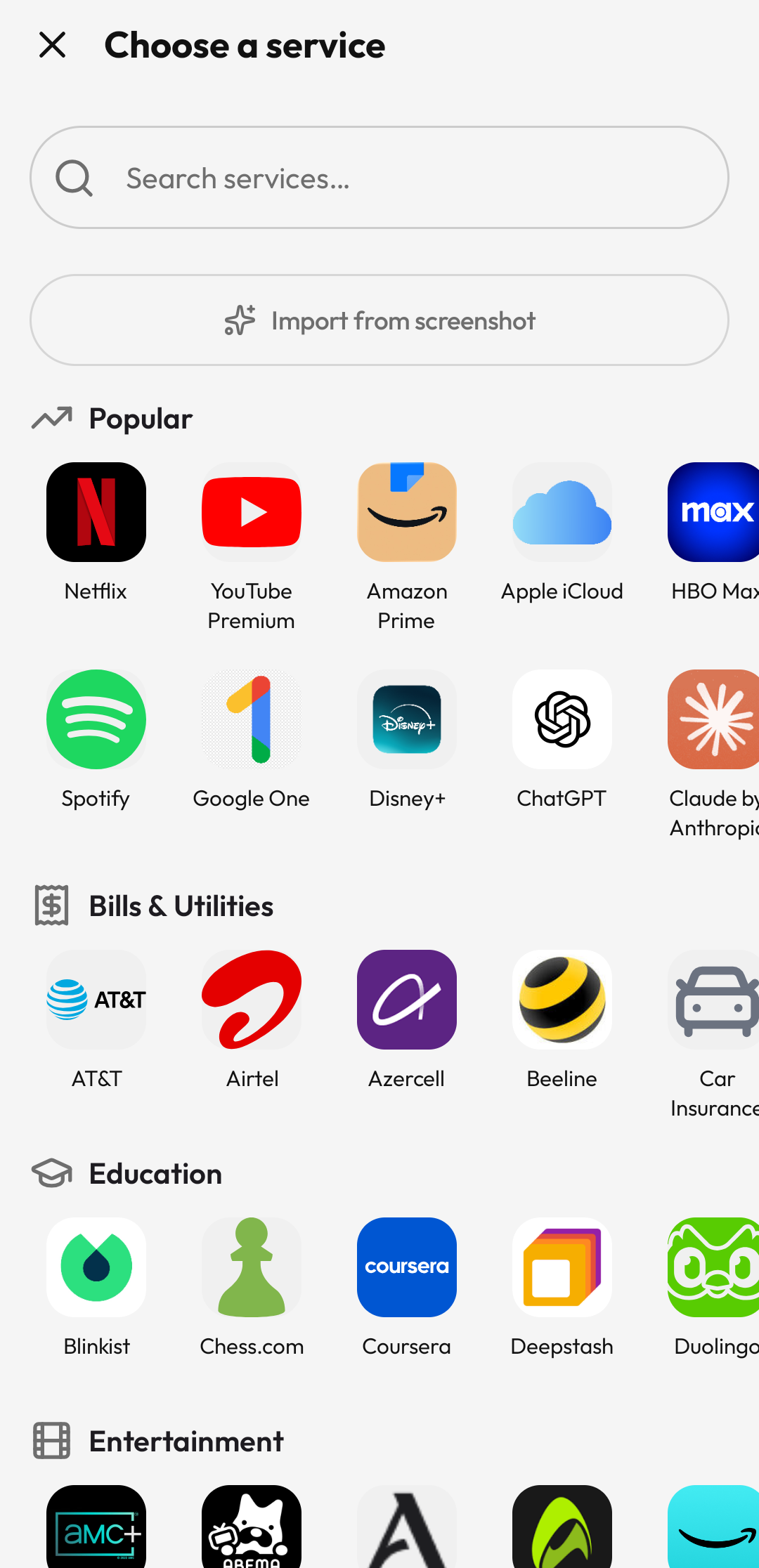 Suby service finder screen with search results